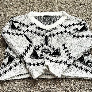 SHEIN black and white speckle V-neck sweater
